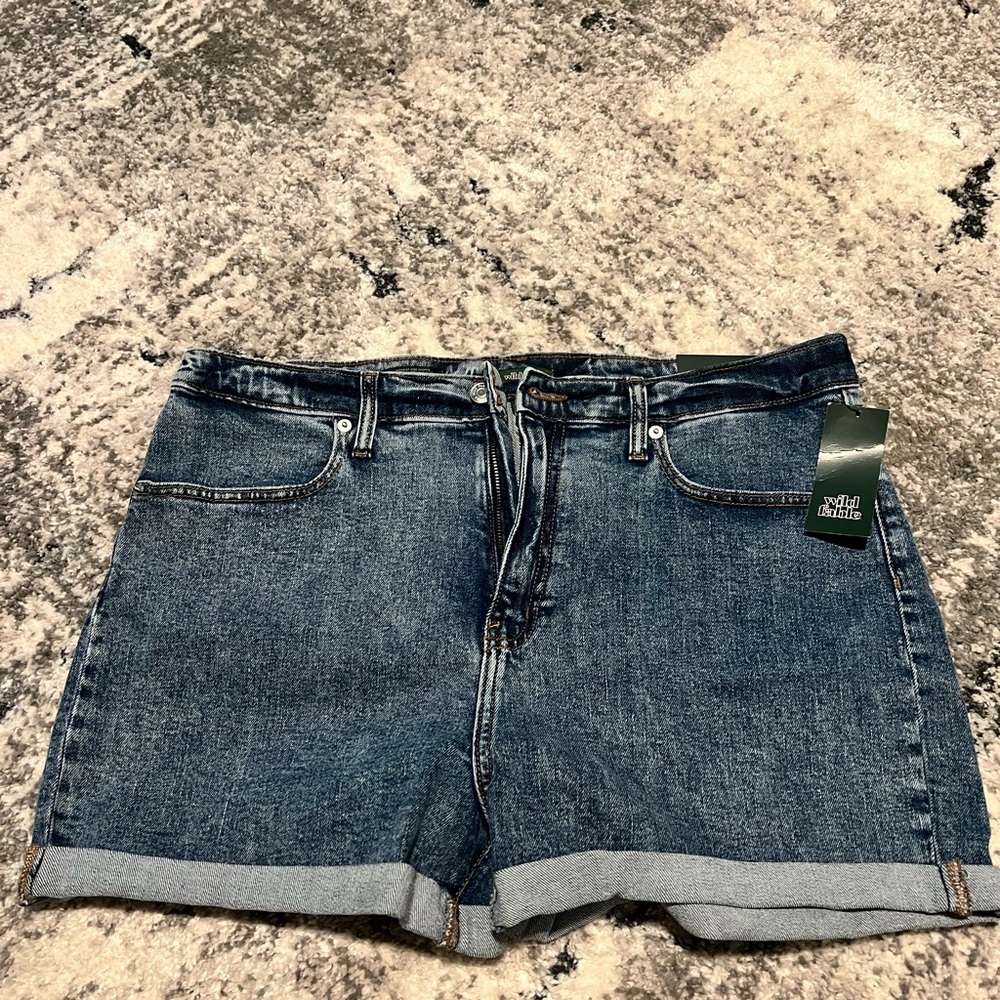Wild Fable Blue Jean Shorts High-Waisted Cuffed